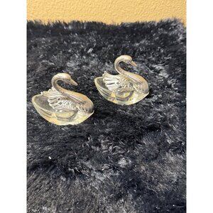 Vintage  Godinger Crystal Sterling Silvet Salt Cellar Articulated Wings Set Of 2